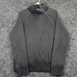 NWT Free People We The Free Black Asymmetrical Zip Funnel Neck Sweatshirt Small